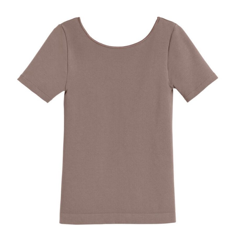 Cuyana Stretch Scoop Neck Tee T-shirts Damen Hellbraun | PWD913WG