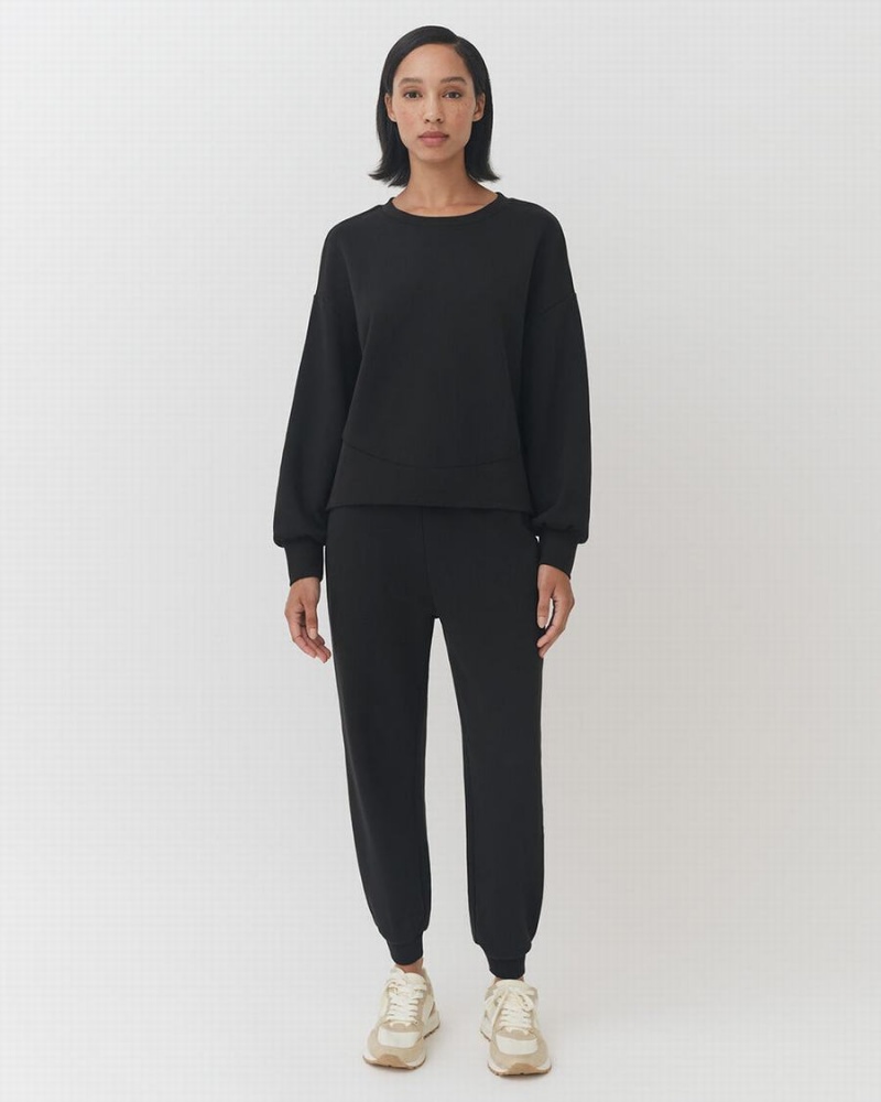 Cuyana Terry Balloon Sleeve Sweatshirts Damen Schwarz | YXG3832EE