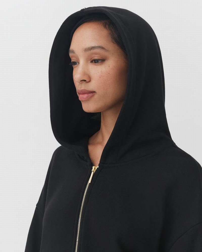 Cuyana Terry Zip Front Hoodie Damen Schwarz | ISR771UM