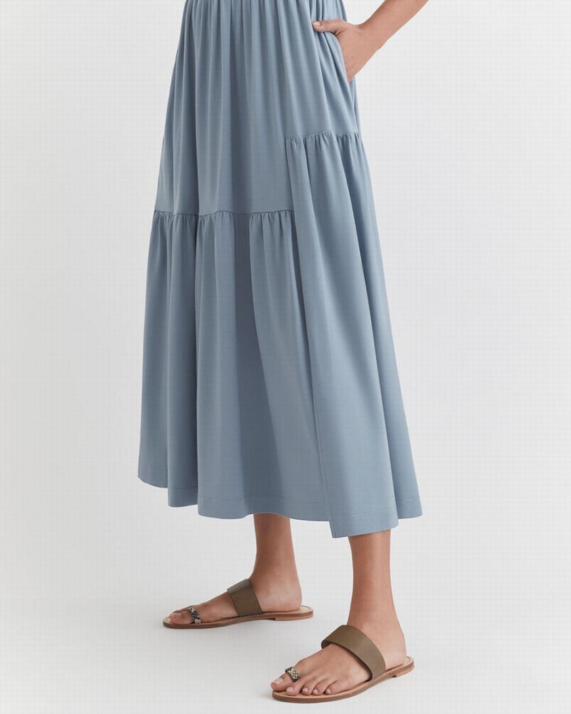 Cuyana Tiered Kleid Damen Blau | HFV6190OU