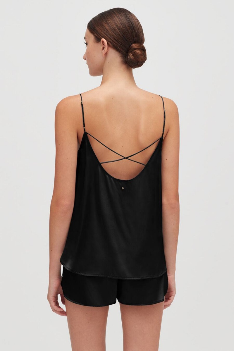 Cuyana Washable Charmeuse Cross-Back Cami Muskelshirt Damen Schwarz | EXG1296YW