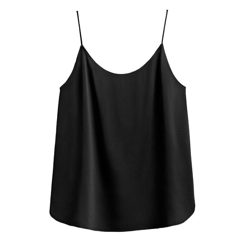 Cuyana Washable Charmeuse Cross-Back Cami Muskelshirt Damen Schwarz | EXG1296YW