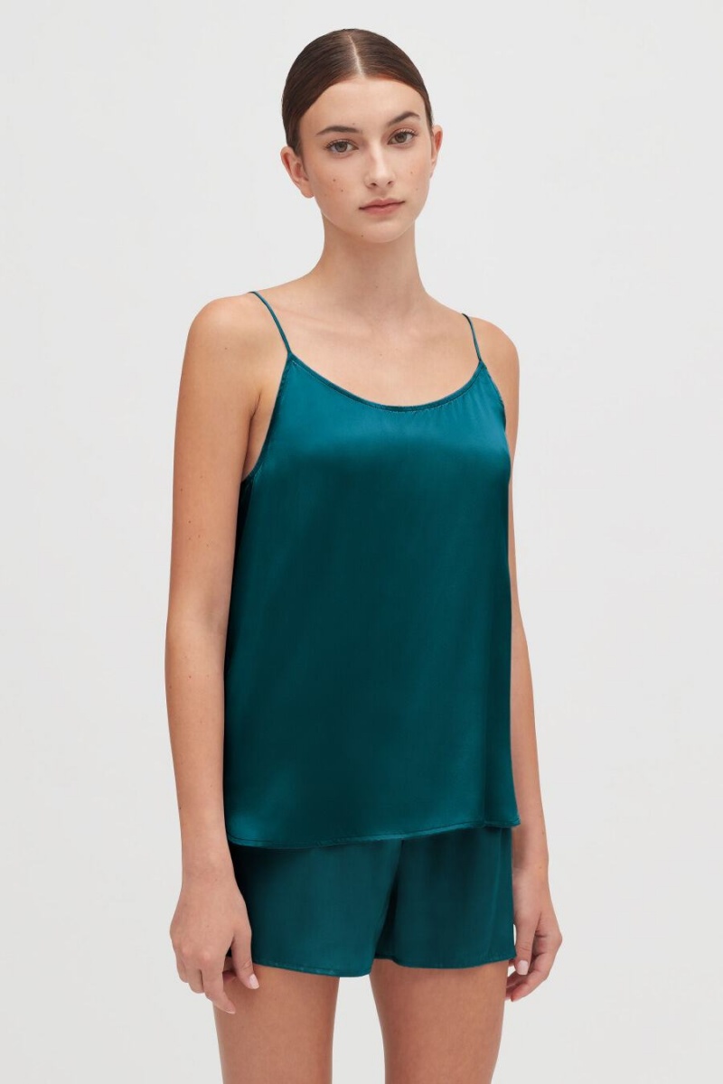 Cuyana Washable Charmeuse Cross-Back Cami Muskelshirt Damen Blau | NEY1938ZH