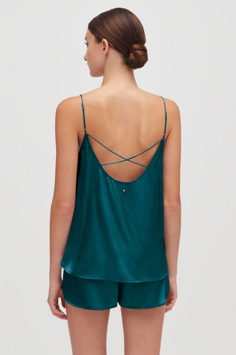 Cuyana Washable Charmeuse Cross-Back Cami Muskelshirt Damen Blau | NEY1938ZH