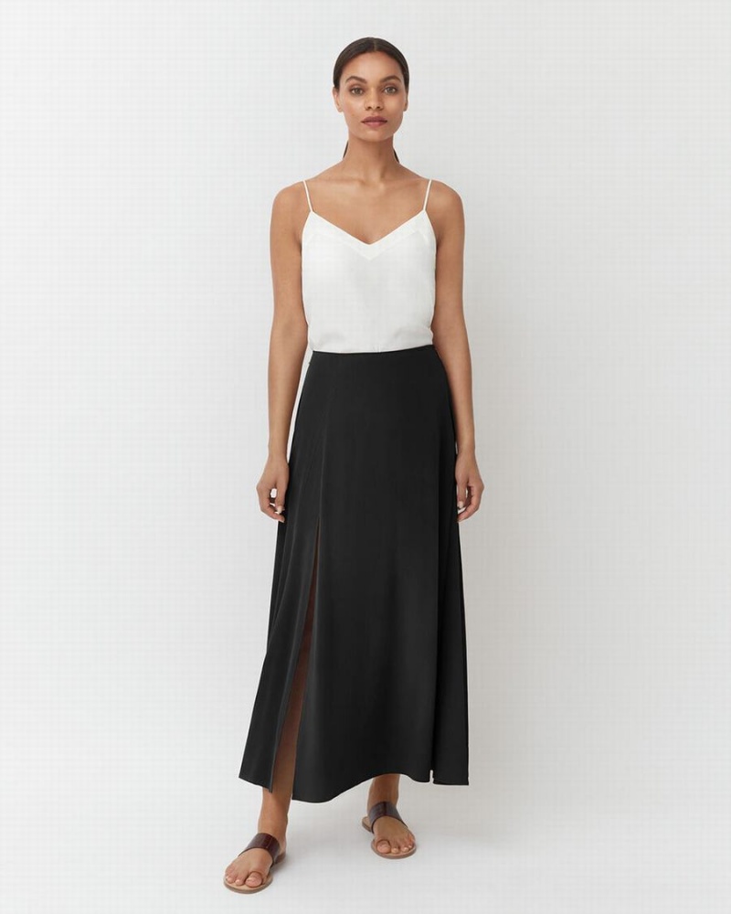 Cuyana Washable Silk Maxi GolfSkirts Damen Schwarz | AXH9281UK