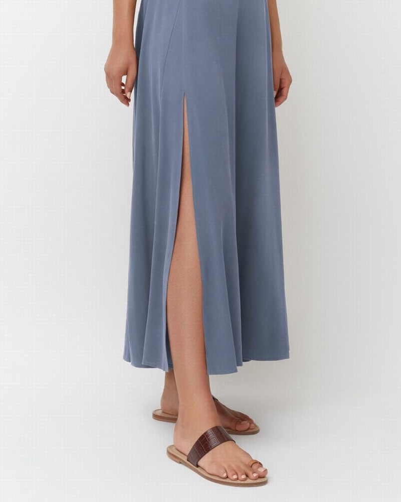 Cuyana Washable Silk Maxi GolfSkirts Damen Blau | FUA42IL